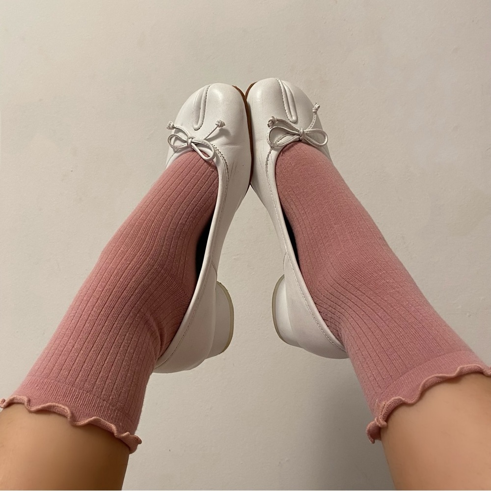 white tabi heeled shoe